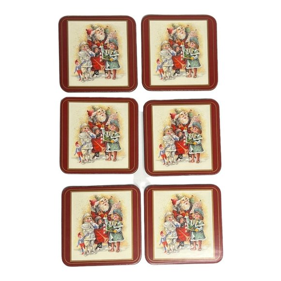 Pimpernel Coasters Father Christmas Set of 6 Victorian Santa England Cork‎ Back - Picture 1 of 8